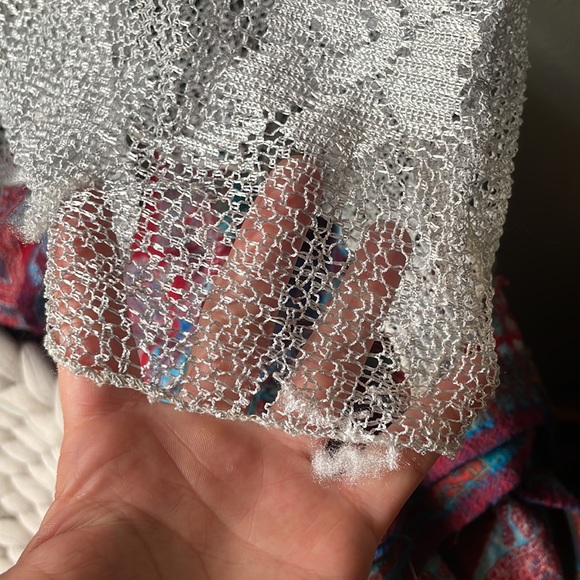 Vintage lace mini silver dress  with lining! - Picture 4 of 8